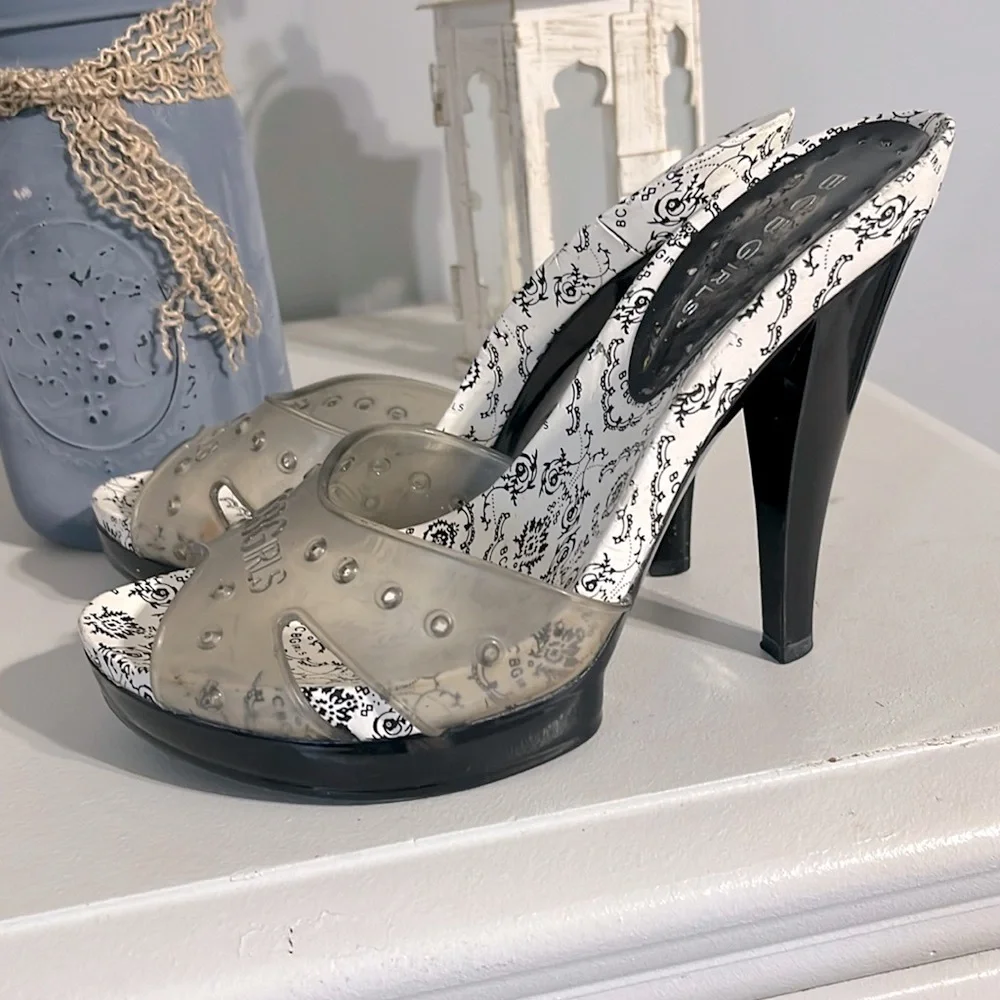 BCBG High Heels Slip On Shoes Open Toe Stilletto